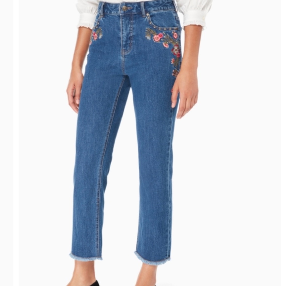 Kate Spade NWT Embroidered Floral Jeans
